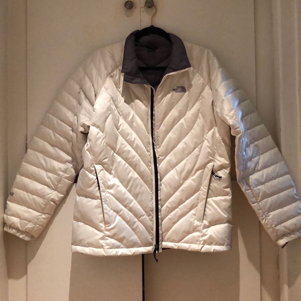 White puffy North Face jacket